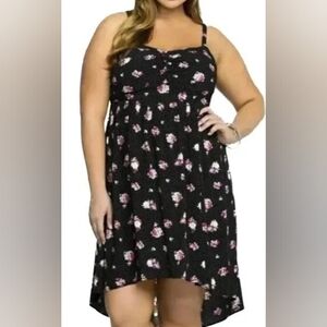 Torrid Black Dress with Pink Floral Accents Size 0